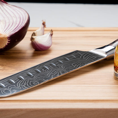 17-Piece Damascus Knife Set With Acacia Wood Block