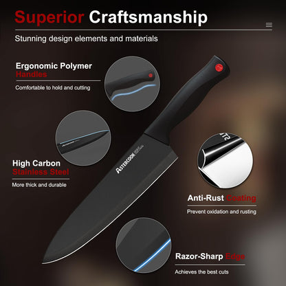 German Stainless Steel Knife Set With Sharpener Block