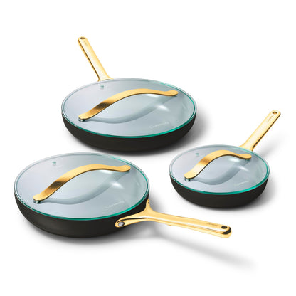 Ceramic Nonstick Frying Pan Set With Glass Lids