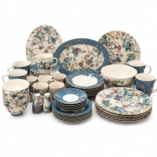 47-Piece Baroque Fine Bone China Dinnerware Set