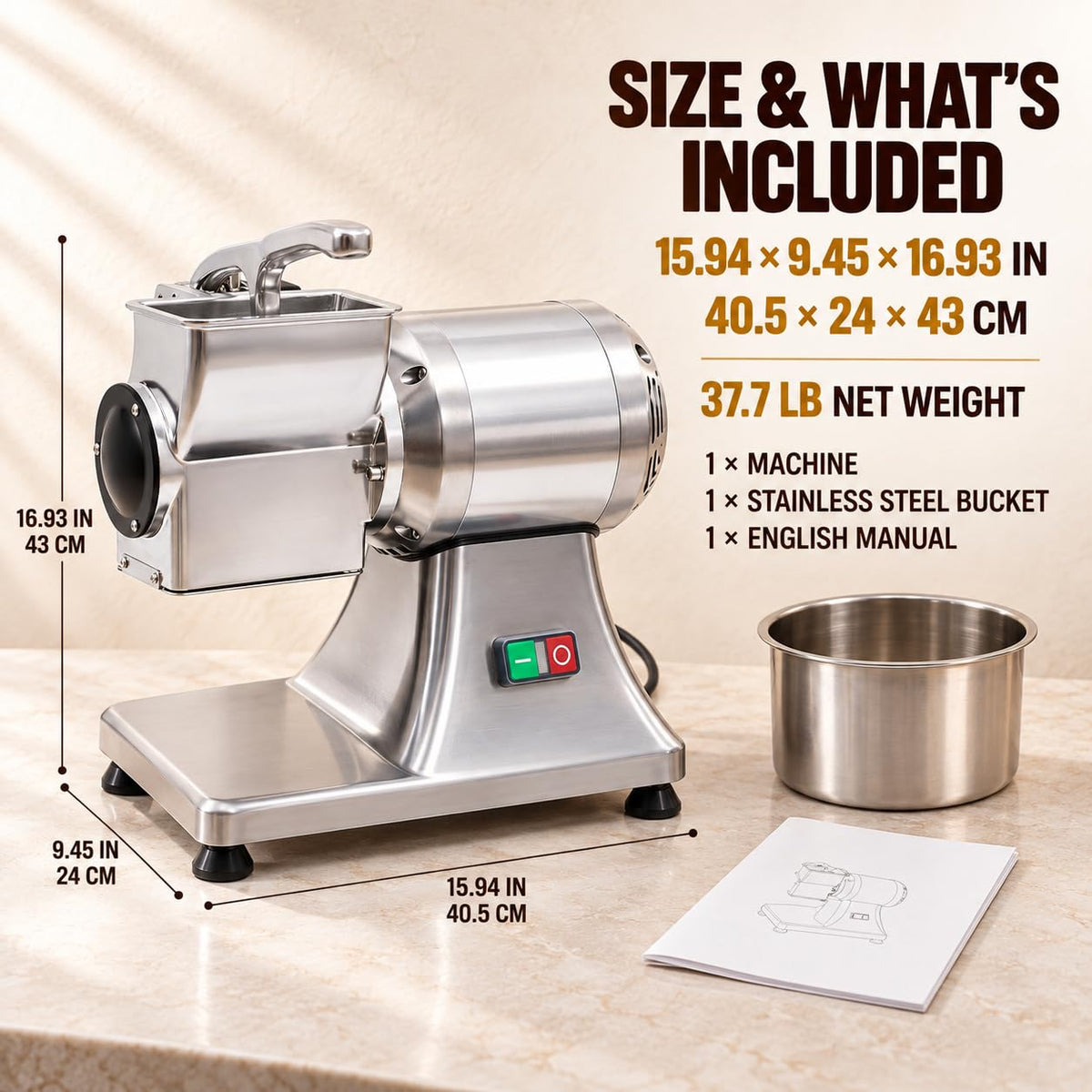 550W Heavy-Duty Electric Cheese Grater