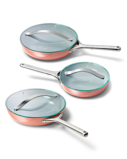 Ceramic Nonstick Frying Pan Set With Glass Lids