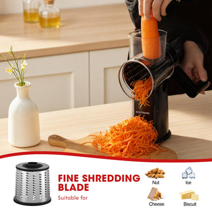 Rotary Cheese Grater With Three Interchangeable Blades