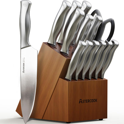 German Stainless Steel Knife Set With Sharpener Block