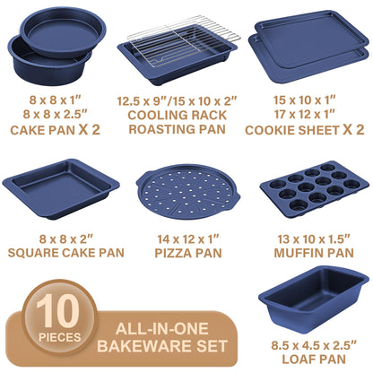 10-Piece Nonstick Stackable Bakeware Set