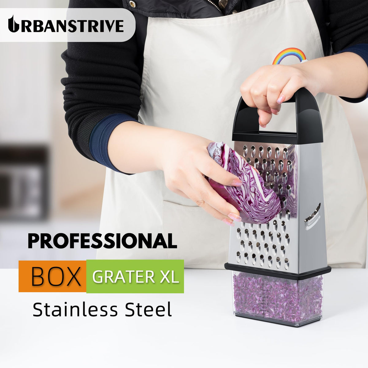 4-Sided Stainless Steel Box Grater With Container
