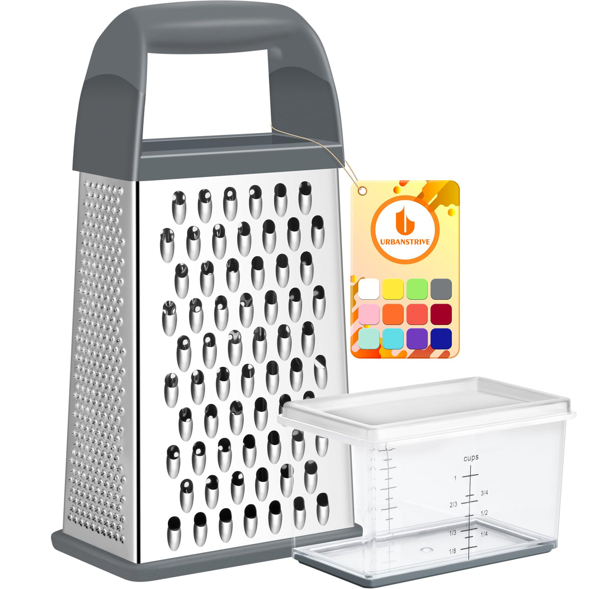 4-Sided Stainless Steel Box Grater With Container