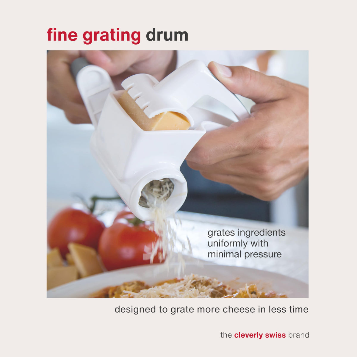 Rotary Cheese Grater With Ergonomic Hand Crank