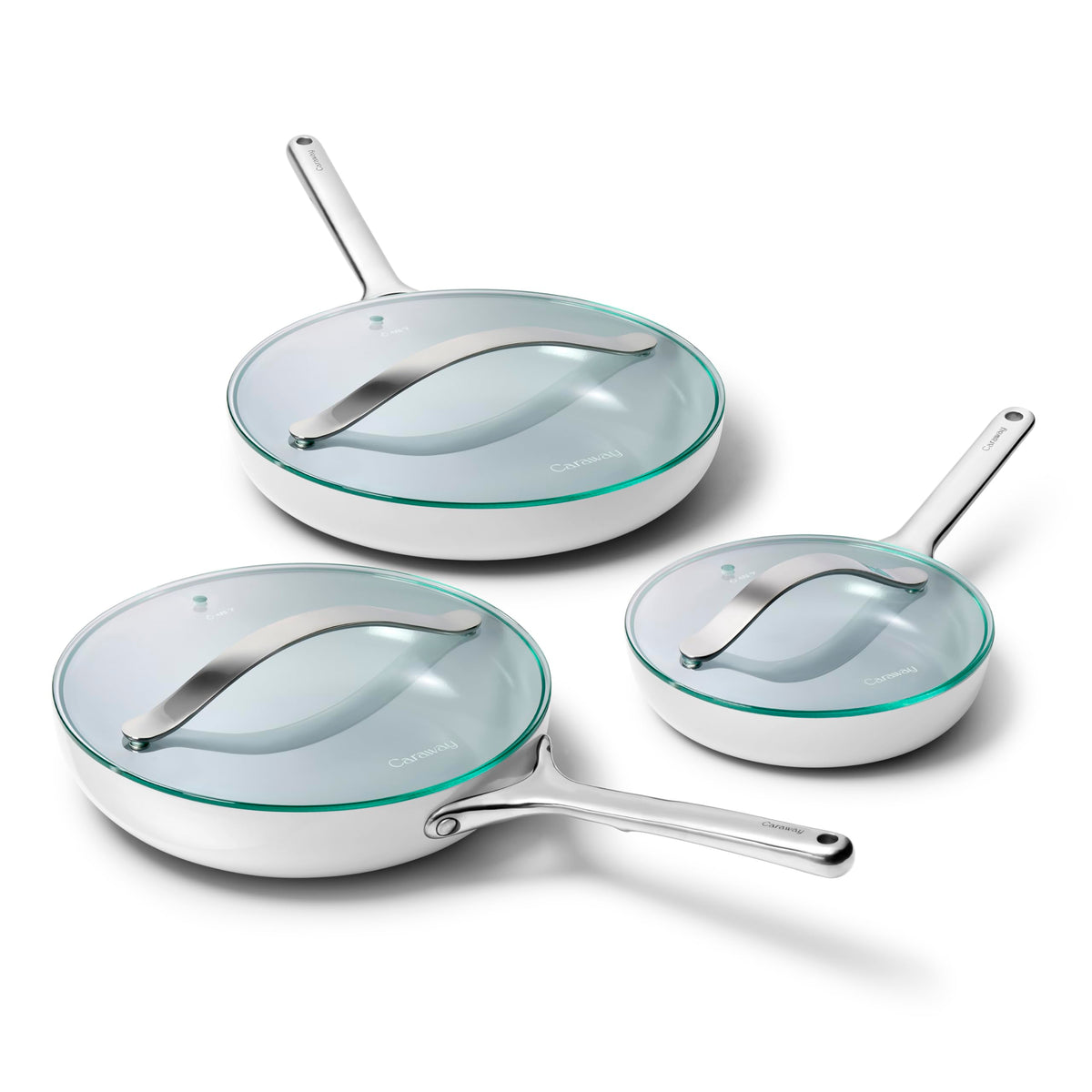 Ceramic Nonstick Frying Pan Set With Glass Lids