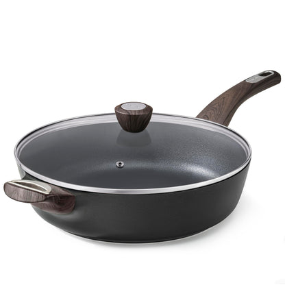 Ceramic Nonstick Deep Frying Pan With Glass Lid