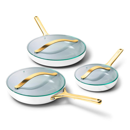 Ceramic Nonstick Frying Pan Set With Glass Lids