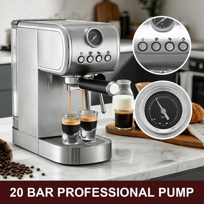 20-Bar Espresso Machine With Steam Milk Frother