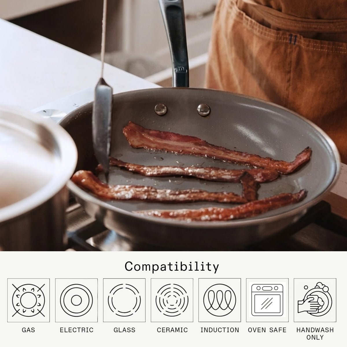Ceramic Clad Frying Pan With Stainless Steel Handle