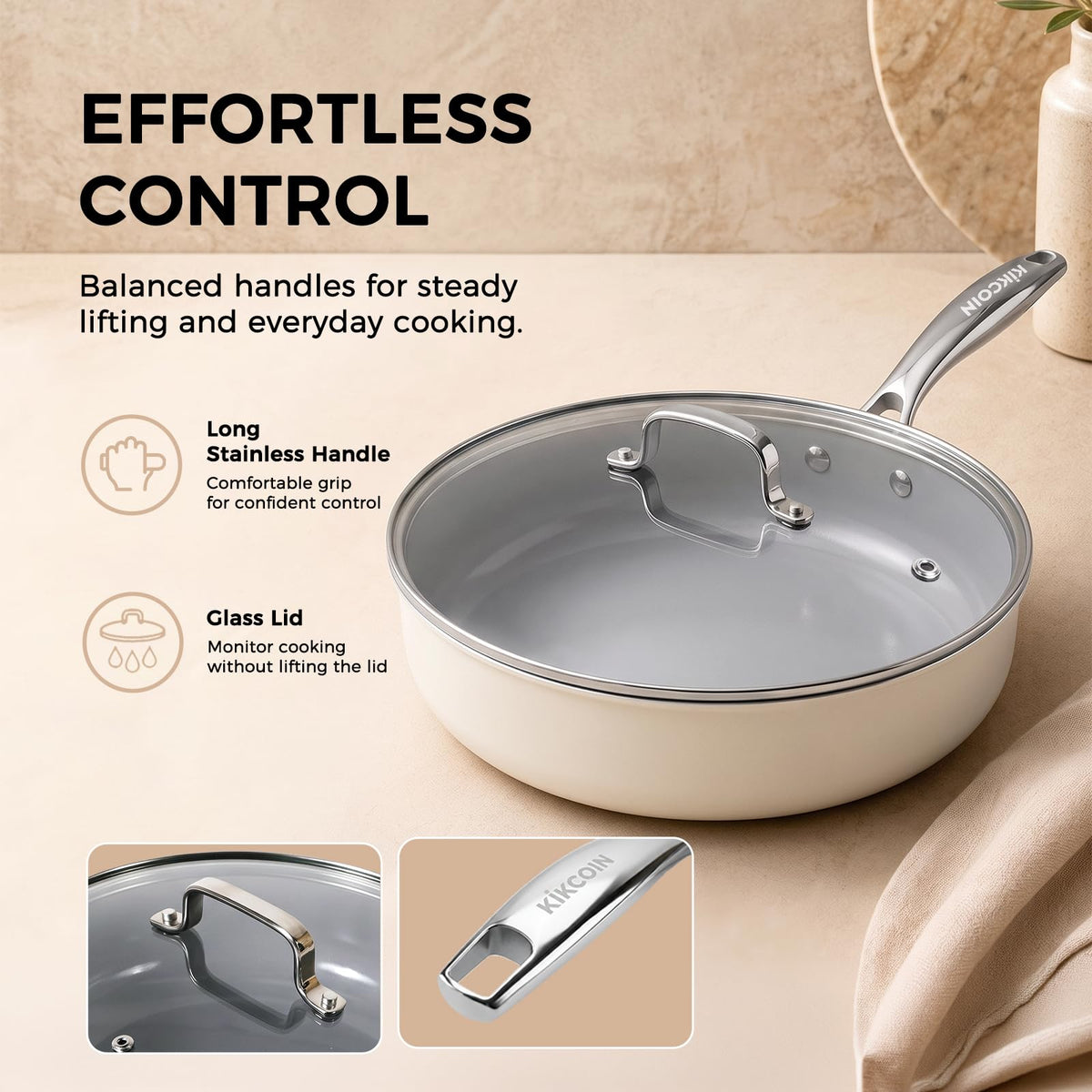 Ceramic Nonstick Deep Sauté Pan With Glass Lid