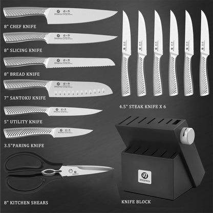 8-Piece Kitchen Knife Set With Wood Drawer Block
