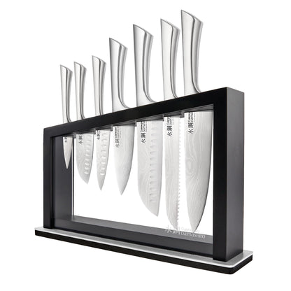 Japanese Steel Knife Set With Acacia Wood Block