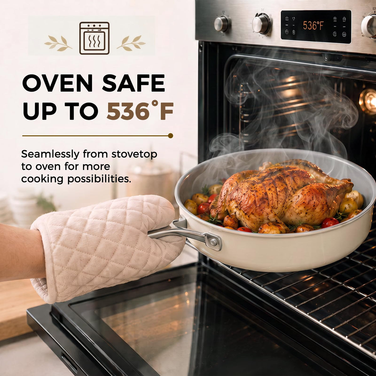 Ceramic Nonstick Deep Sauté Pan With Glass Lid