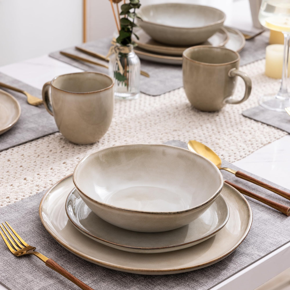 Reactive Glaze Stoneware Dinnerware Set
