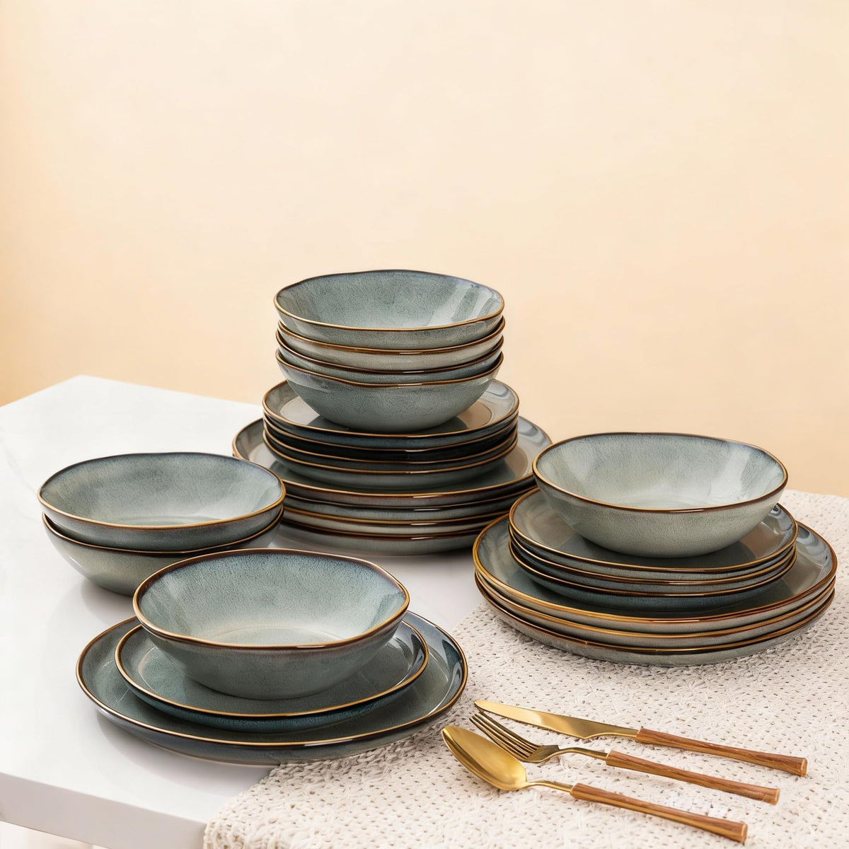 Reactive Glaze Stoneware Dinnerware Set