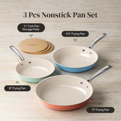 6-Piece Ceramic Nonstick Frying Pan Set