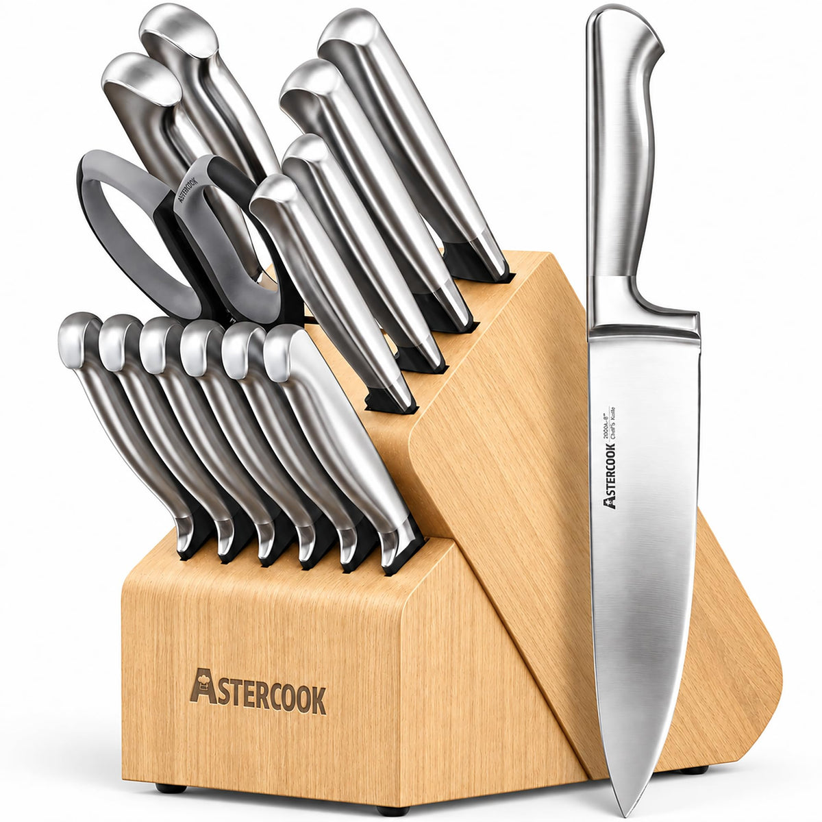 15-Piece German Steel Kitchen Knife Block Set
