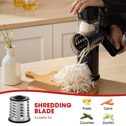 Rotary Cheese Grater With Three Interchangeable Blades