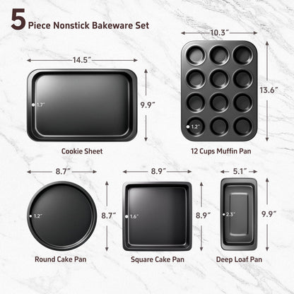 5-Piece Nonstick Bakeware Set for Everyday Baking