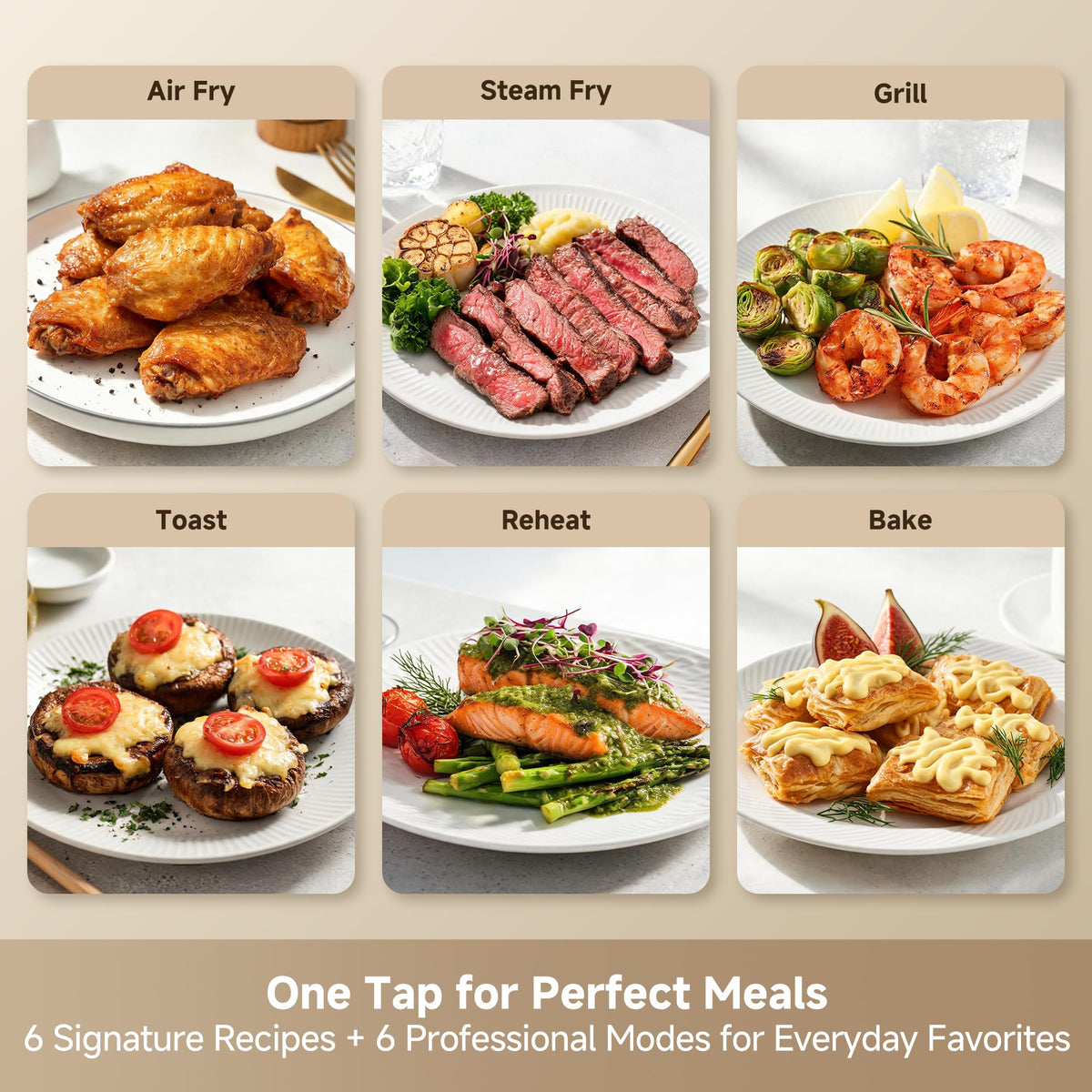 7-Quart Smart Steam Air Fryer With Ceramic Basket