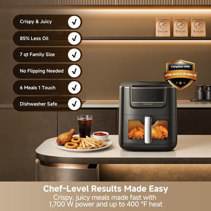 7-Quart Smart Steam Air Fryer With Ceramic Basket