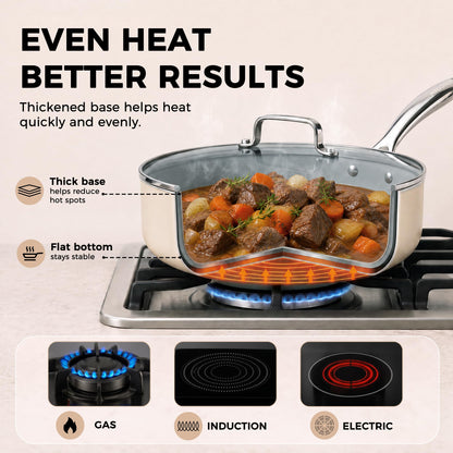 Ceramic Nonstick Deep Sauté Pan With Glass Lid