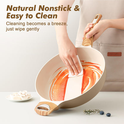 Ceramic Nonstick Deep Frying Pan With Glass Lid