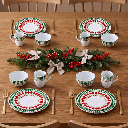 Gold-Trim Porcelain Dinnerware Set