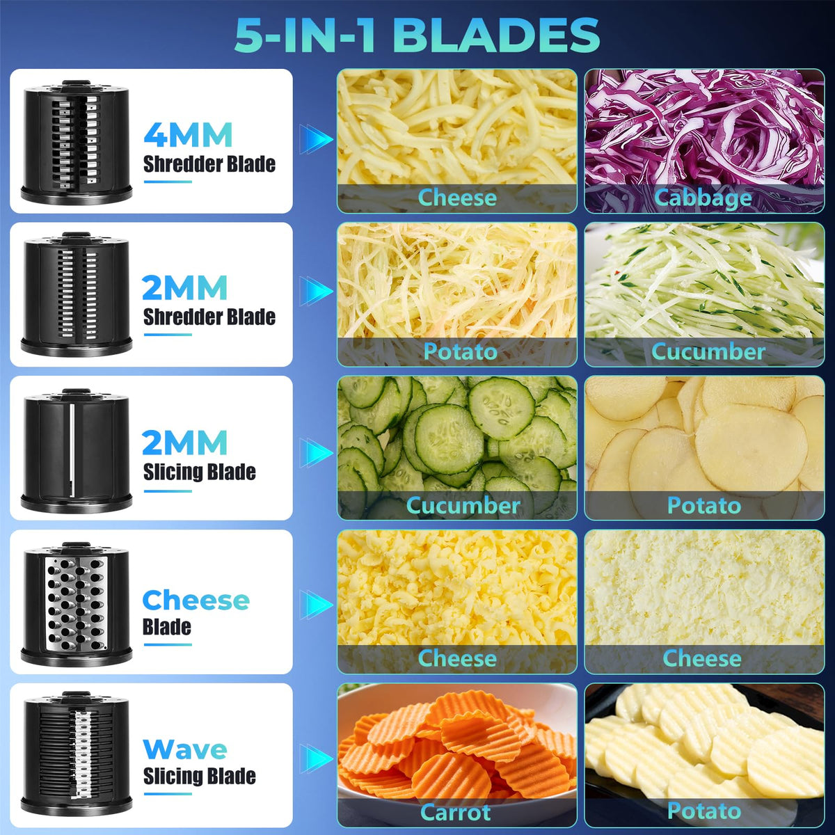 6-in-1 Electric Vegetable Grater and Slicer