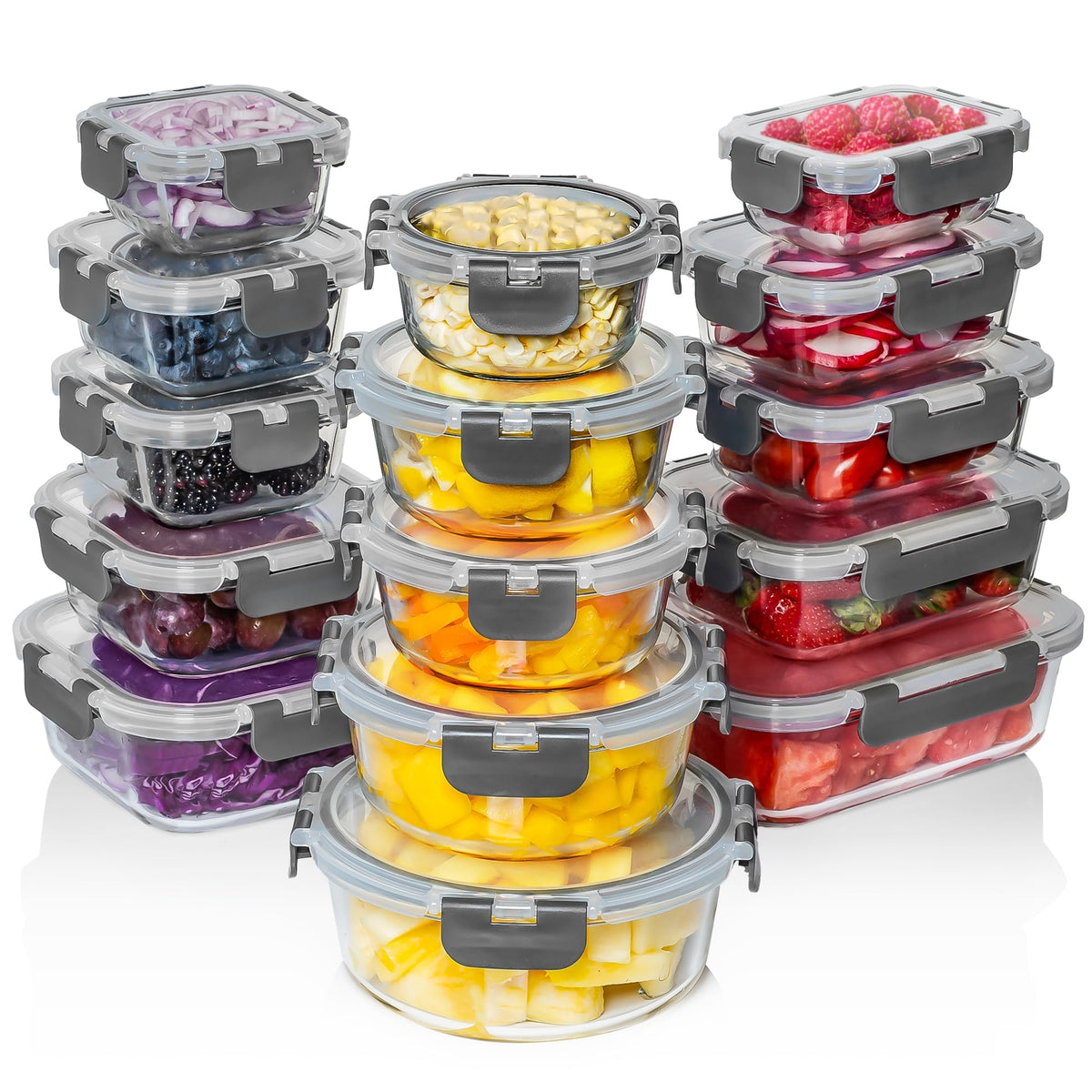 30-Piece Glass Food Storage Container Set