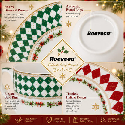 Gold-Trim Porcelain Dinnerware Set
