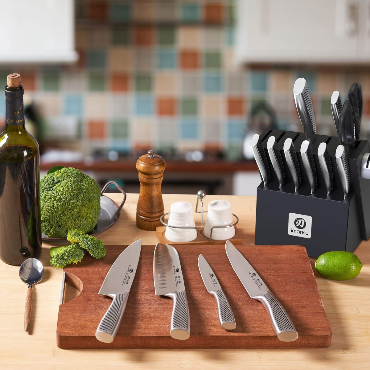 8-Piece Kitchen Knife Set With Wood Drawer Block
