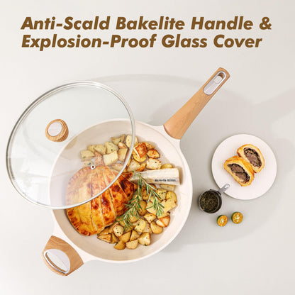 Ceramic Nonstick Deep Frying Pan With Glass Lid