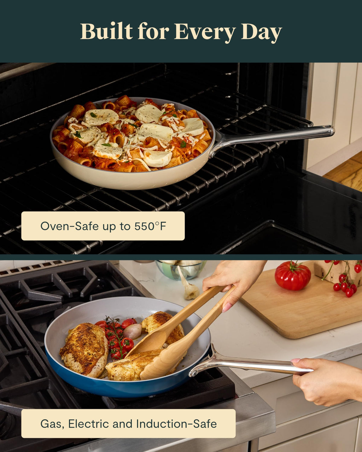Ceramic Nonstick Frying Pan Set With Glass Lids
