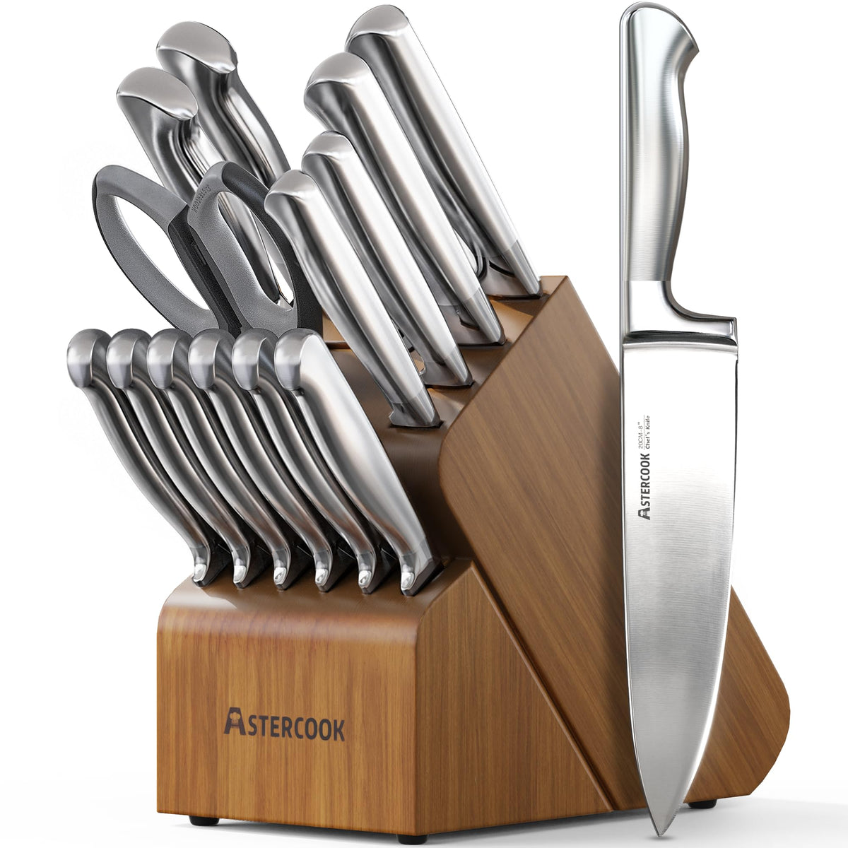 15-Piece German Steel Kitchen Knife Block Set
