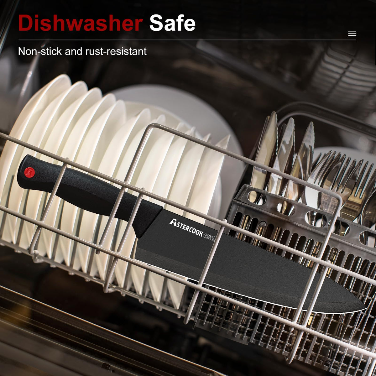 German Stainless Steel Knife Set With Sharpener Block
